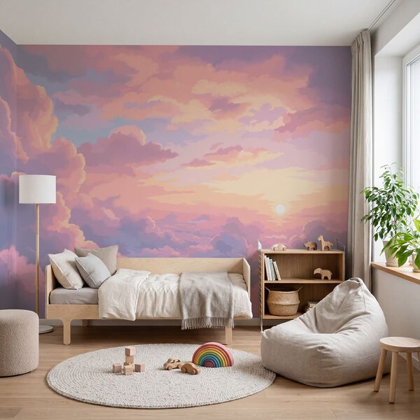 Pink clouds and the sun