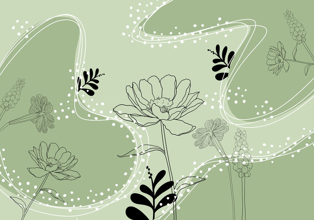 Drawing of flowers and leaves