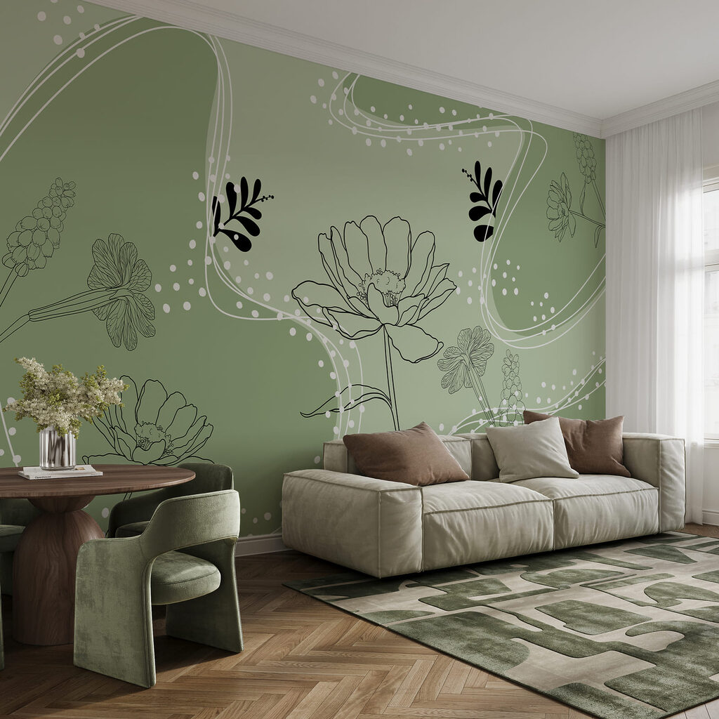 Drawing of flowers and leaves
