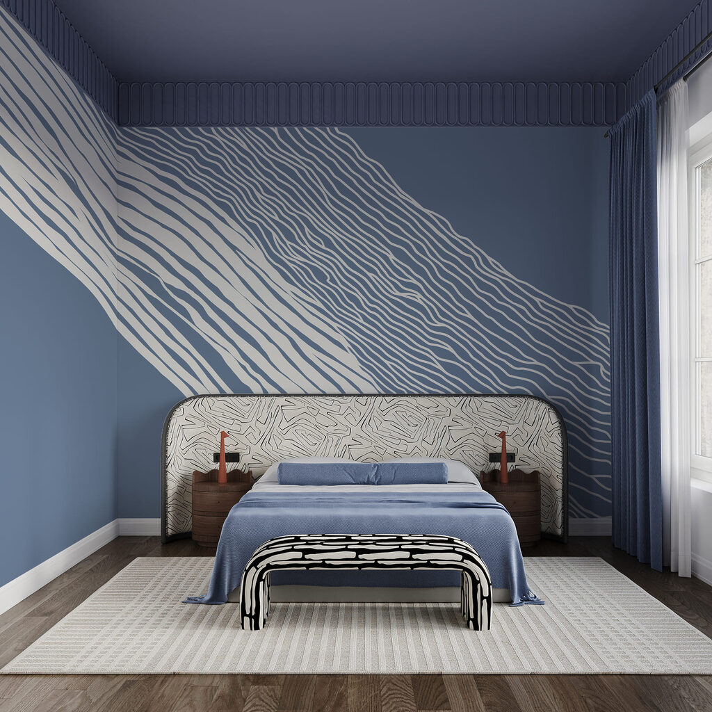 Blue and white background with white lines Blue and white background with white lines