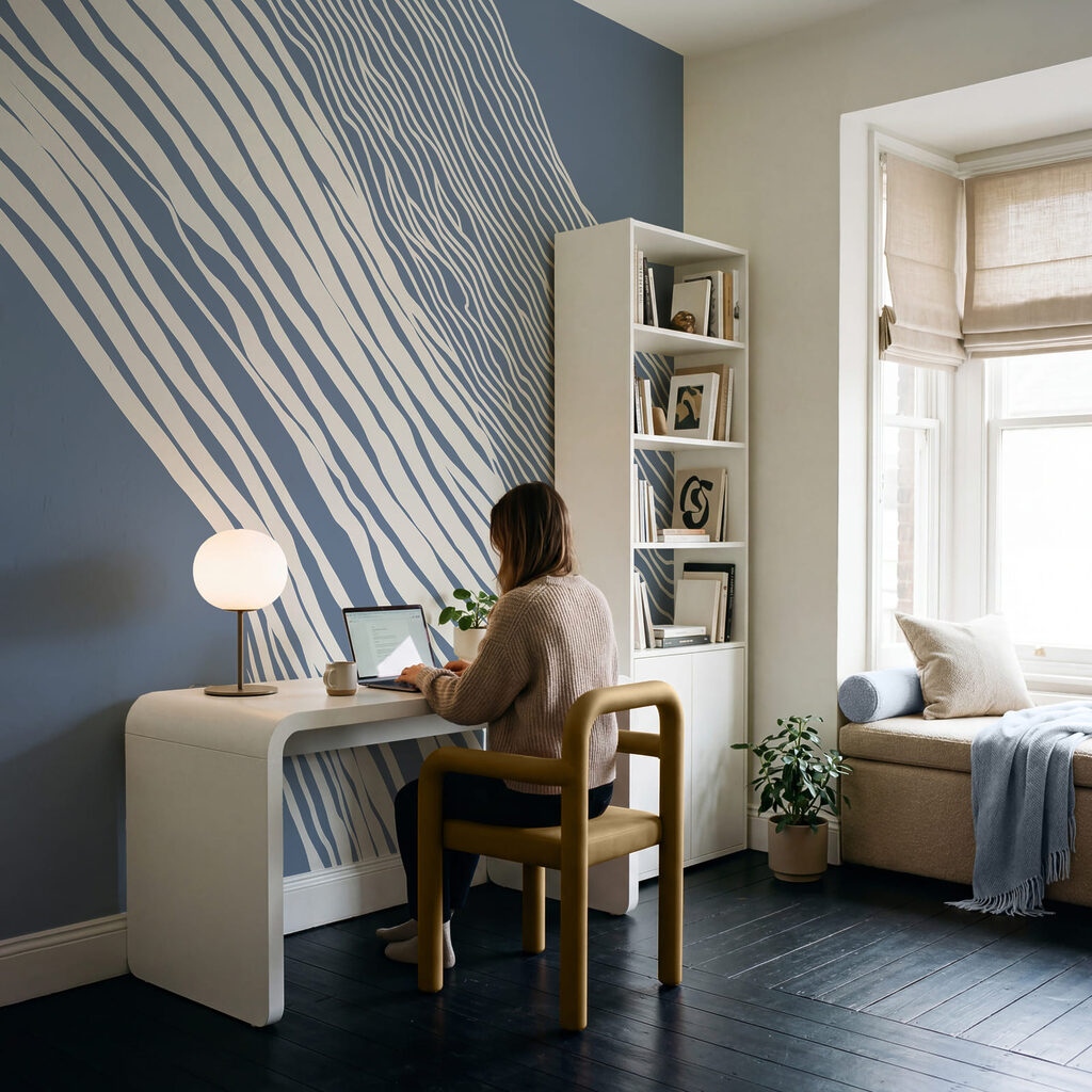 Blue and white background with white lines Blue and white background with white lines