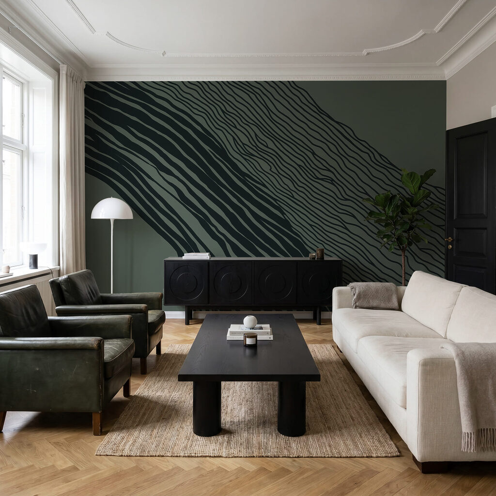 Black and white lines on a green background