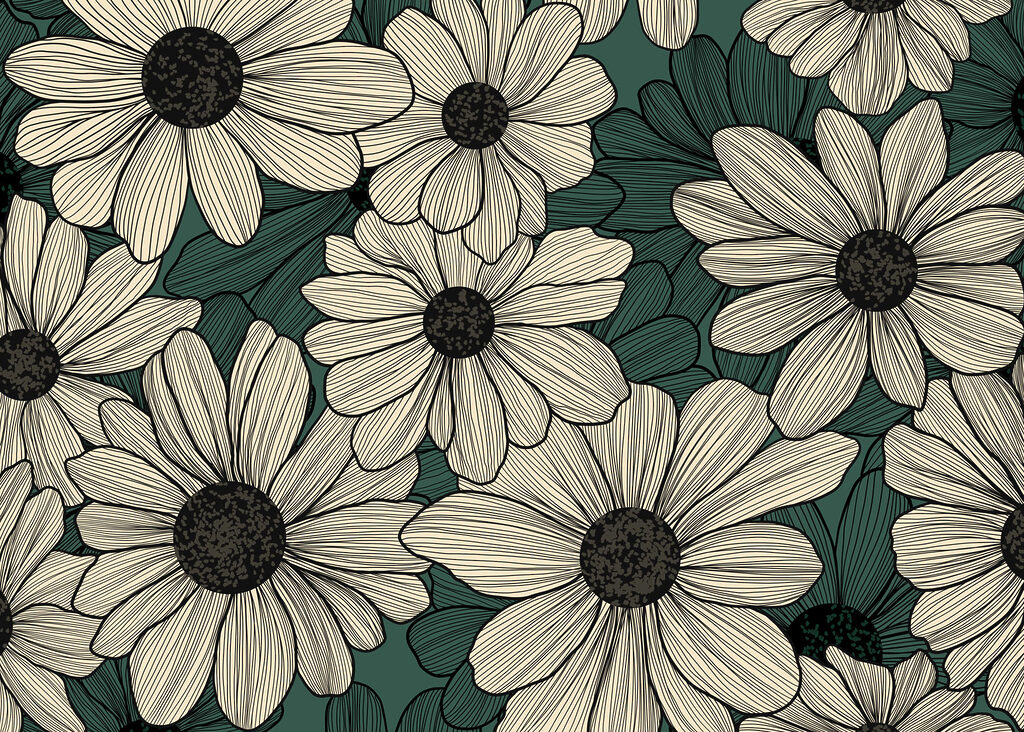Group of flowers on a green background Group of flowers on a green background