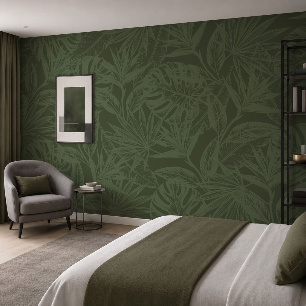 Green background with leaves