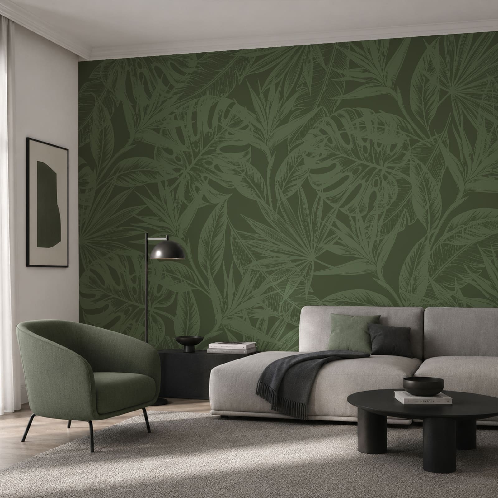 Green background with leaves