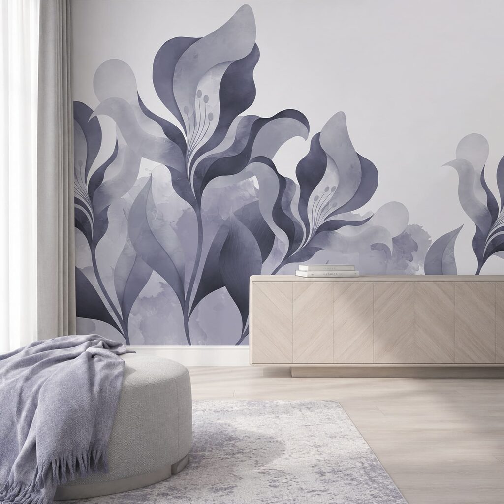 Elegant abstract floral design in gray