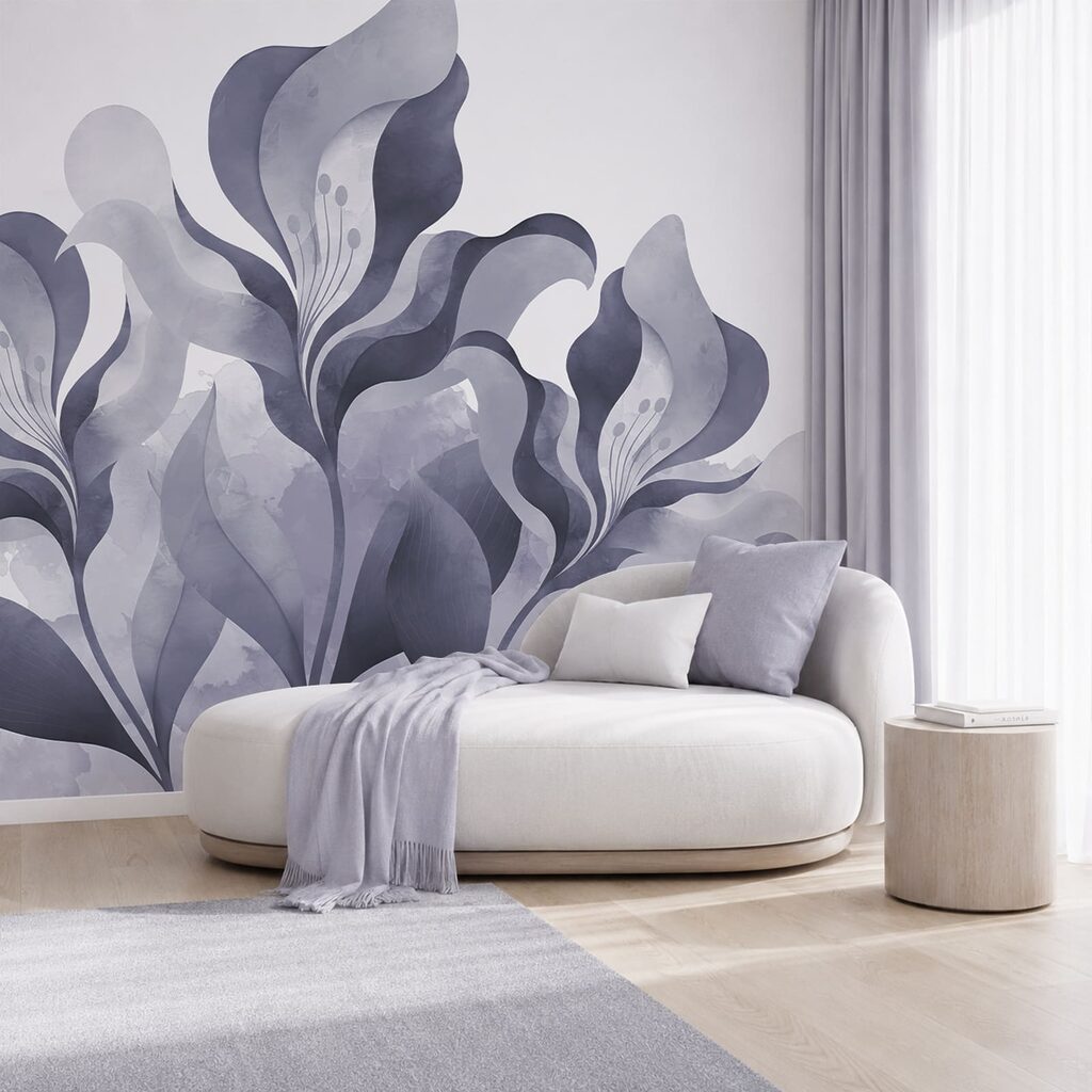 Elegant abstract floral design in gray