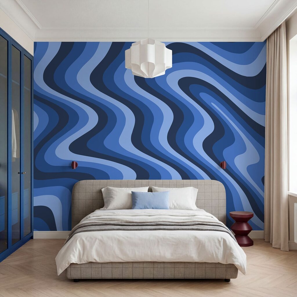 Blue and white wavy lines