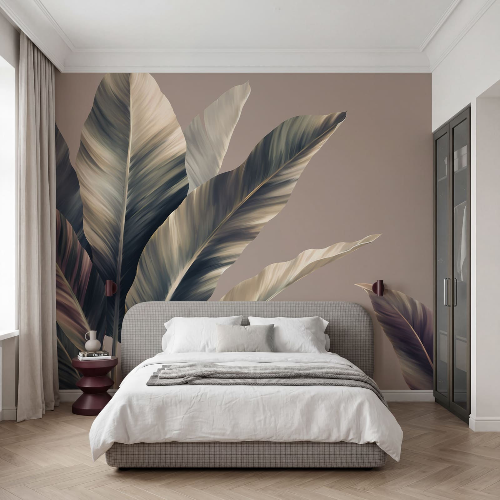 Lush leaves with soft hues displayed
