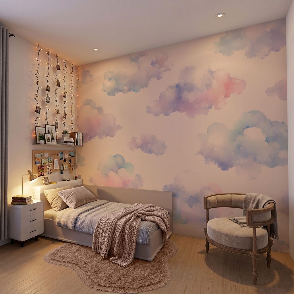 Pattern of clouds on a white background