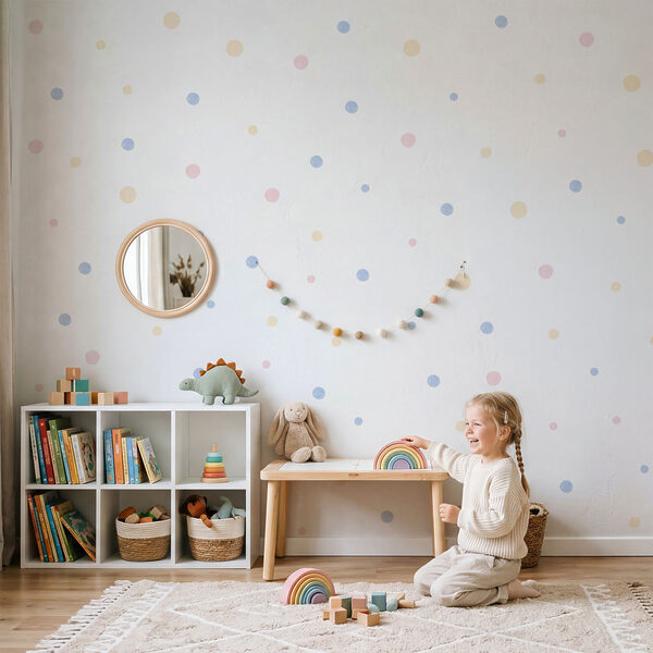 White background with multicolored dots White background with multicolored dots