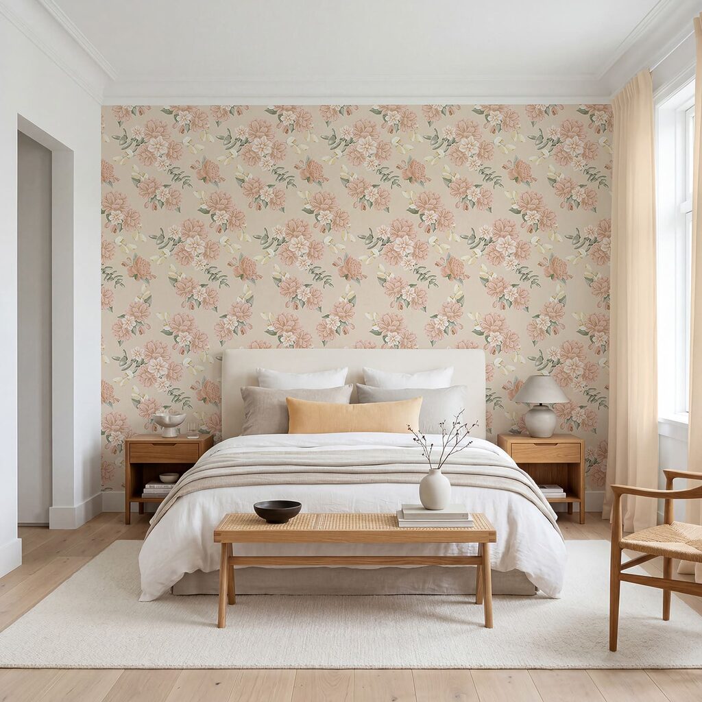Pattern of flowers on a beige background