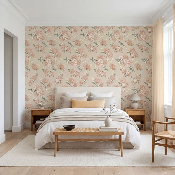 Pattern of flowers on a beige background