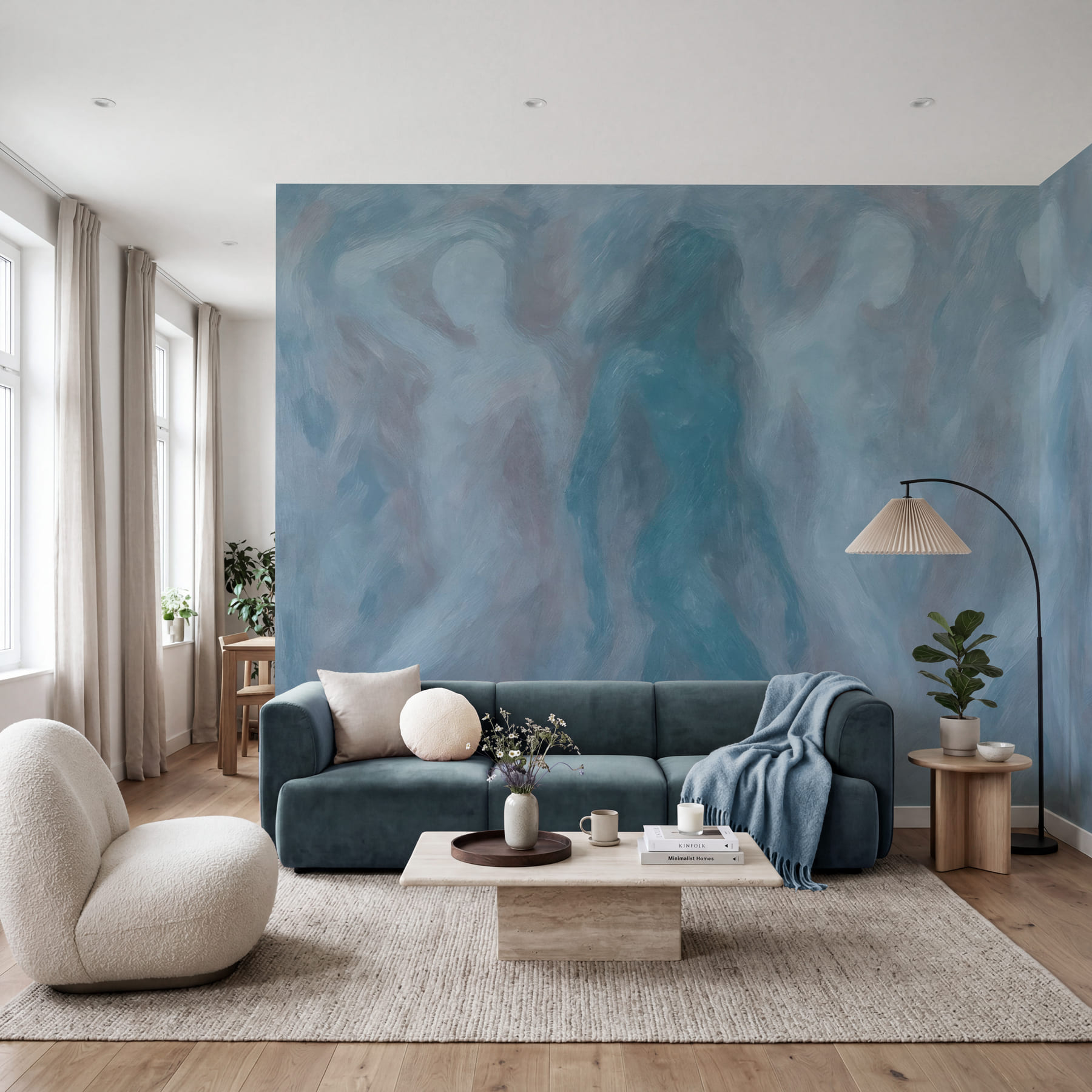 Group of people in a grey room Group of people in a grey room