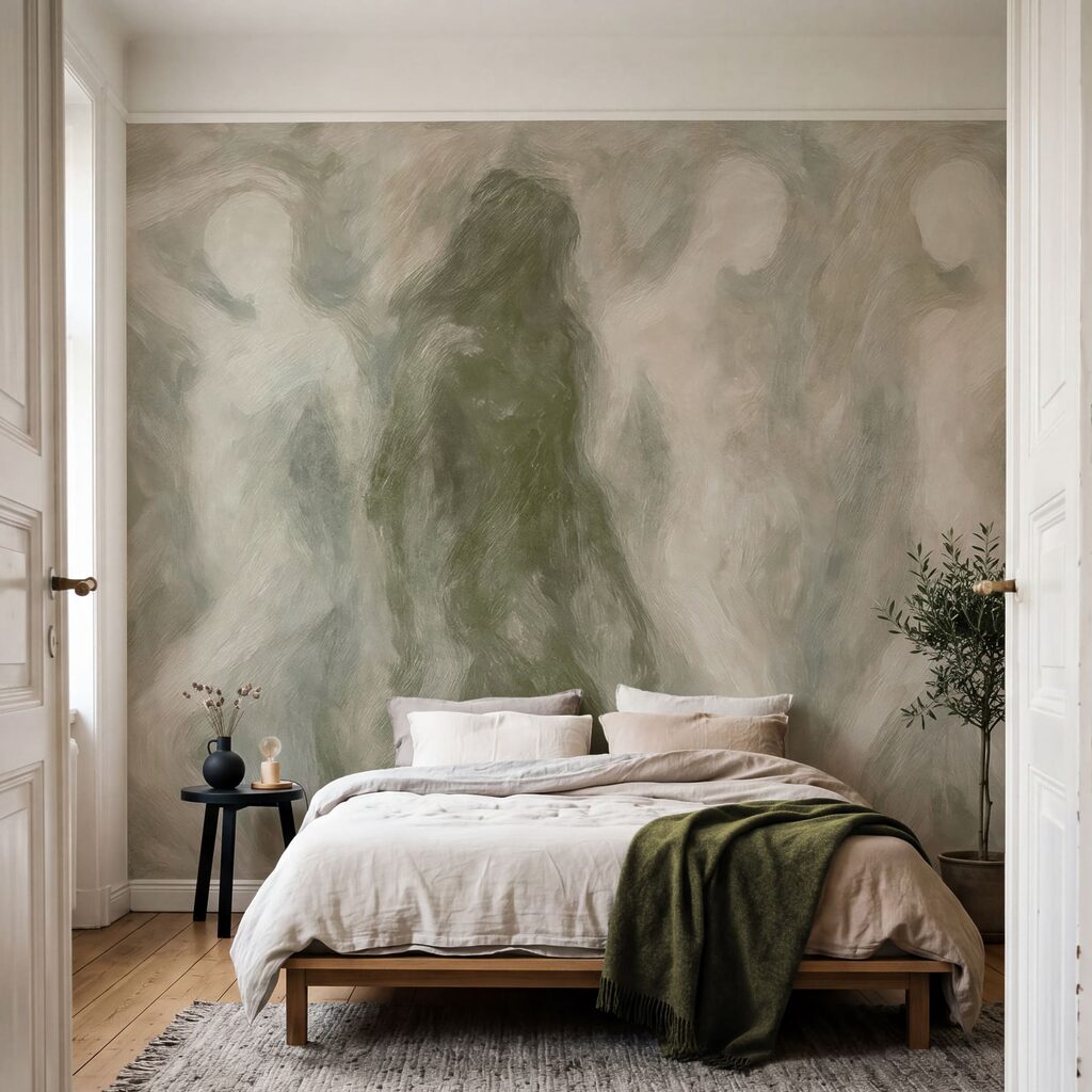 Group of people in a grey and white room Group of people in a grey and white room