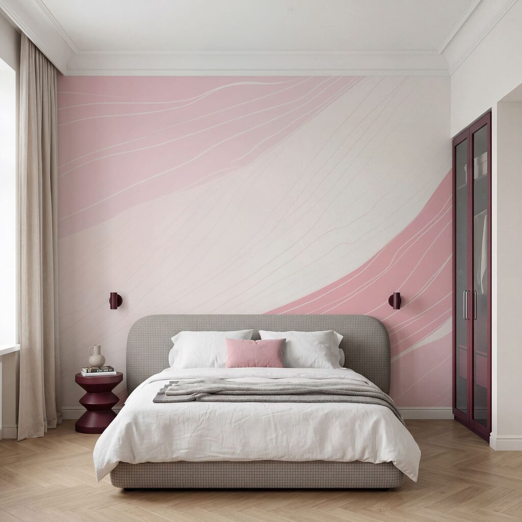Pink and white wavy lines