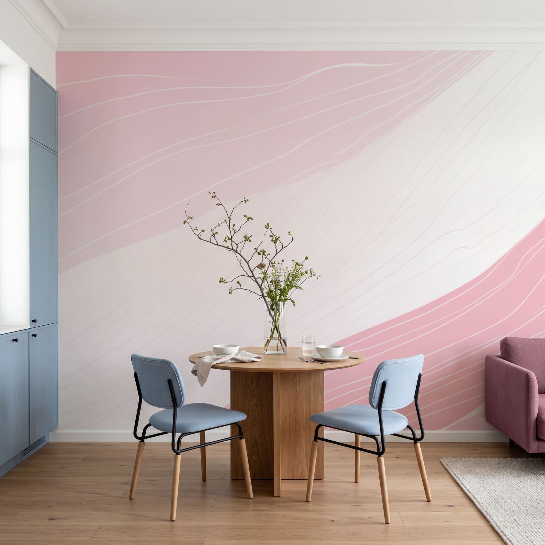Pink and white wavy lines