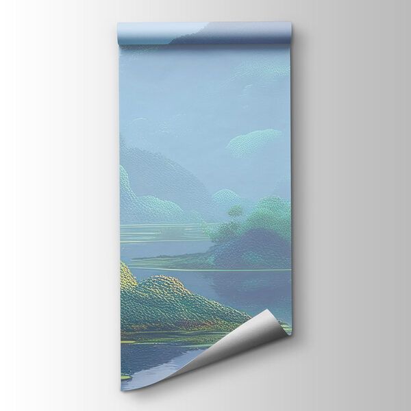 River with colorful bushes and mountains