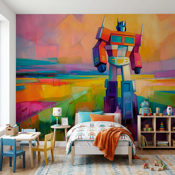 Colorful painting of a robot