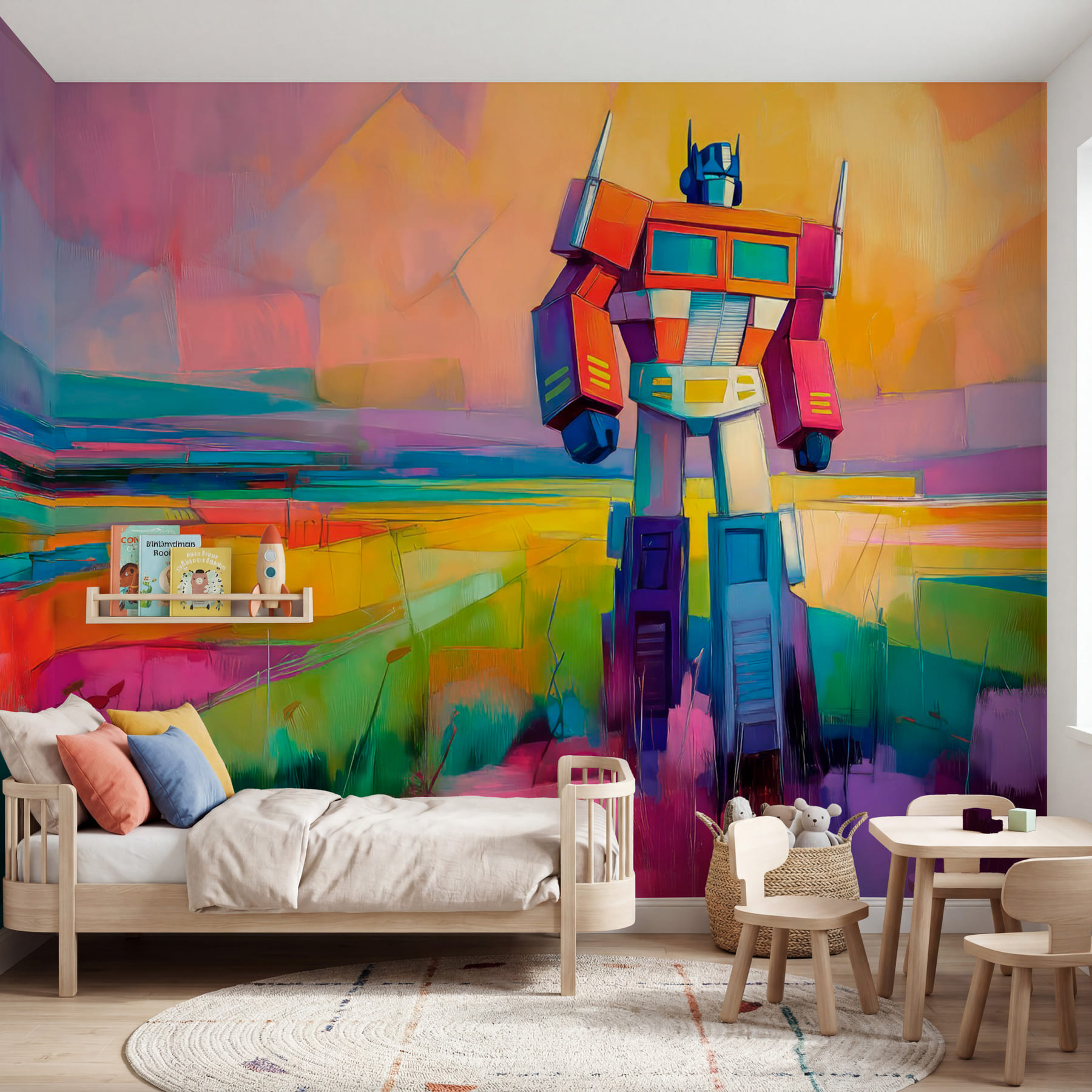 Colorful painting of a robot