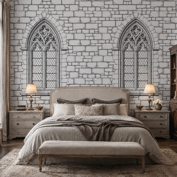Stone wall with windows Stone wall with windows