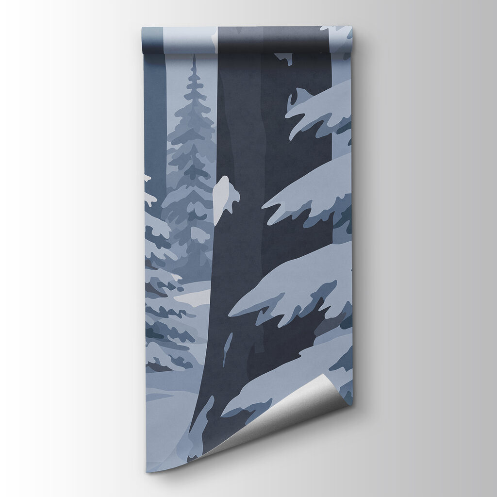 Snowy road in a forest