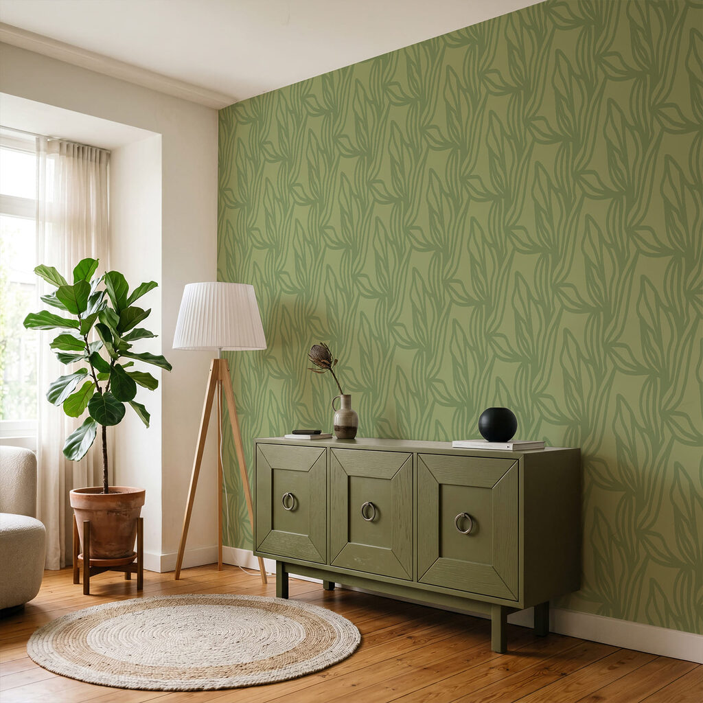 Green pattern with leaves Green pattern with leaves