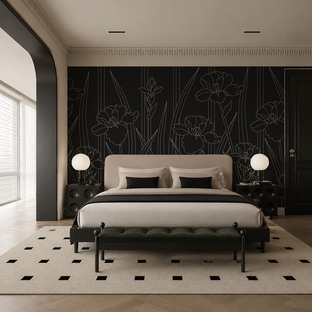 Black and white floral pattern
