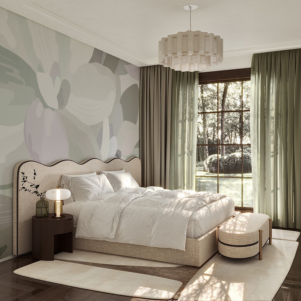 Soft pastels create a calming ambiance