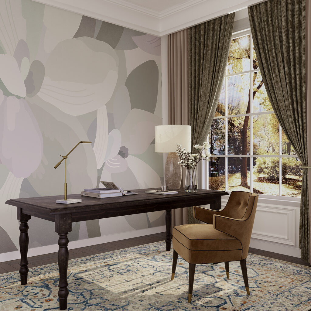 Soft pastels create a calming ambiance