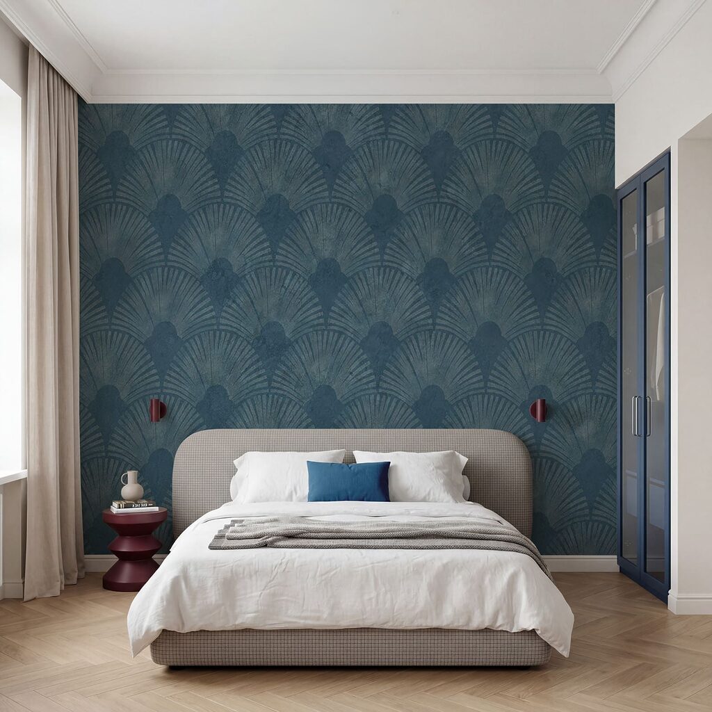 Blue wallpaper with a pattern Blue wallpaper with a pattern