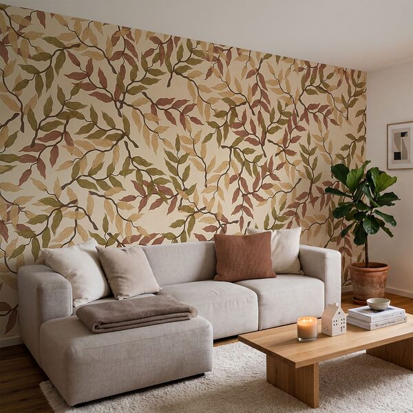 Pattern of leaves on a beige background Pattern of leaves on a beige background