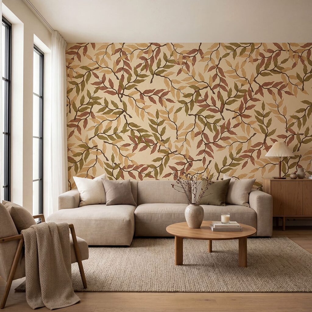 Pattern of leaves on a beige background Pattern of leaves on a beige background