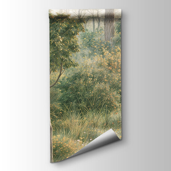 Painting of a forest with trees and plants Painting of a forest with trees and plants