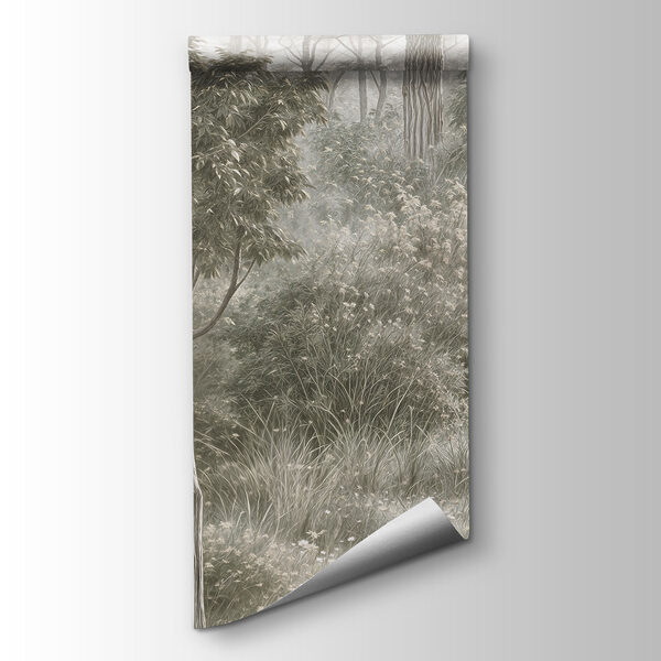 Painting of a forest with trees and plants Painting of a forest with trees and plants