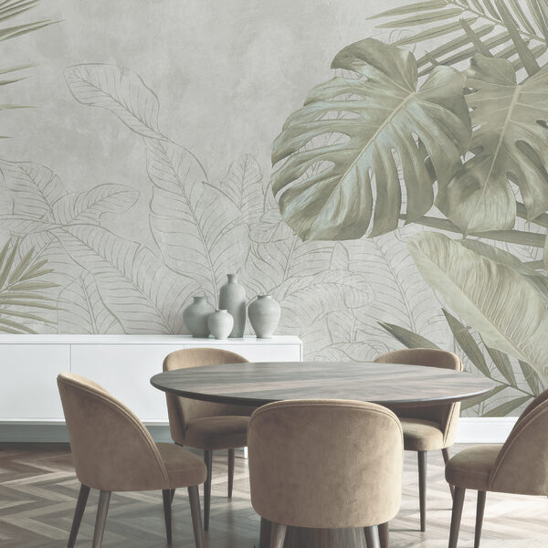Tropical foliage with soft tones Wall mural Tropical foliage with soft tones