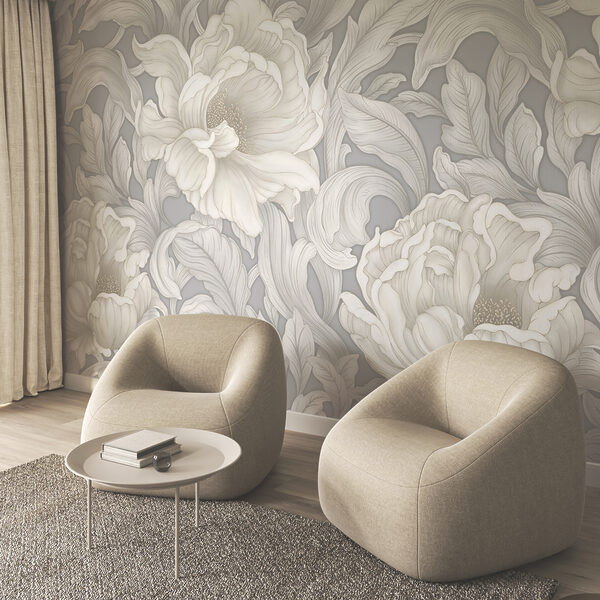 Wallpaper with flowers and leaves Wallpaper with flowers and leaves