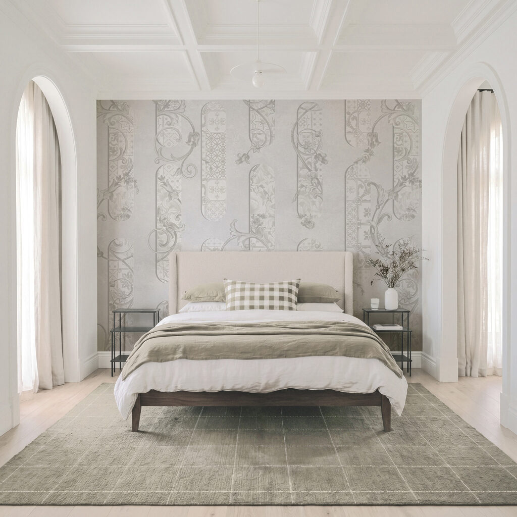 White wallpaper with floral designs White wallpaper with floral designs