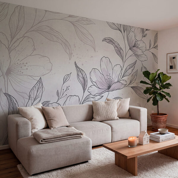 Drawing of flowers and leaves