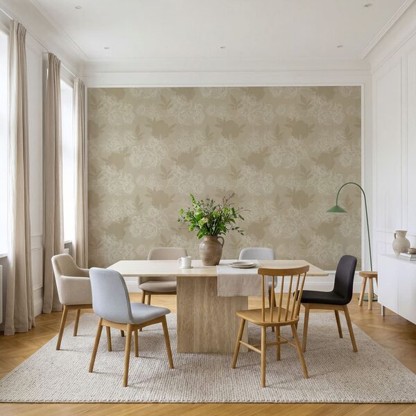Wallpaper with flowers and leaves Wallpaper with flowers and leaves