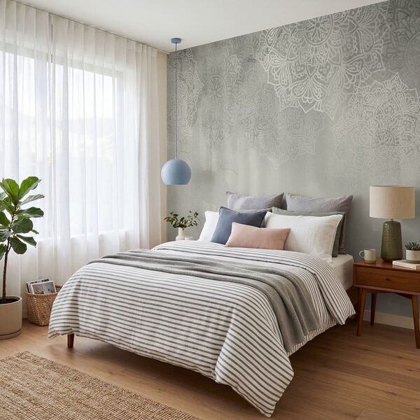 White and grey background with white mandalas White and grey background with white mandalas