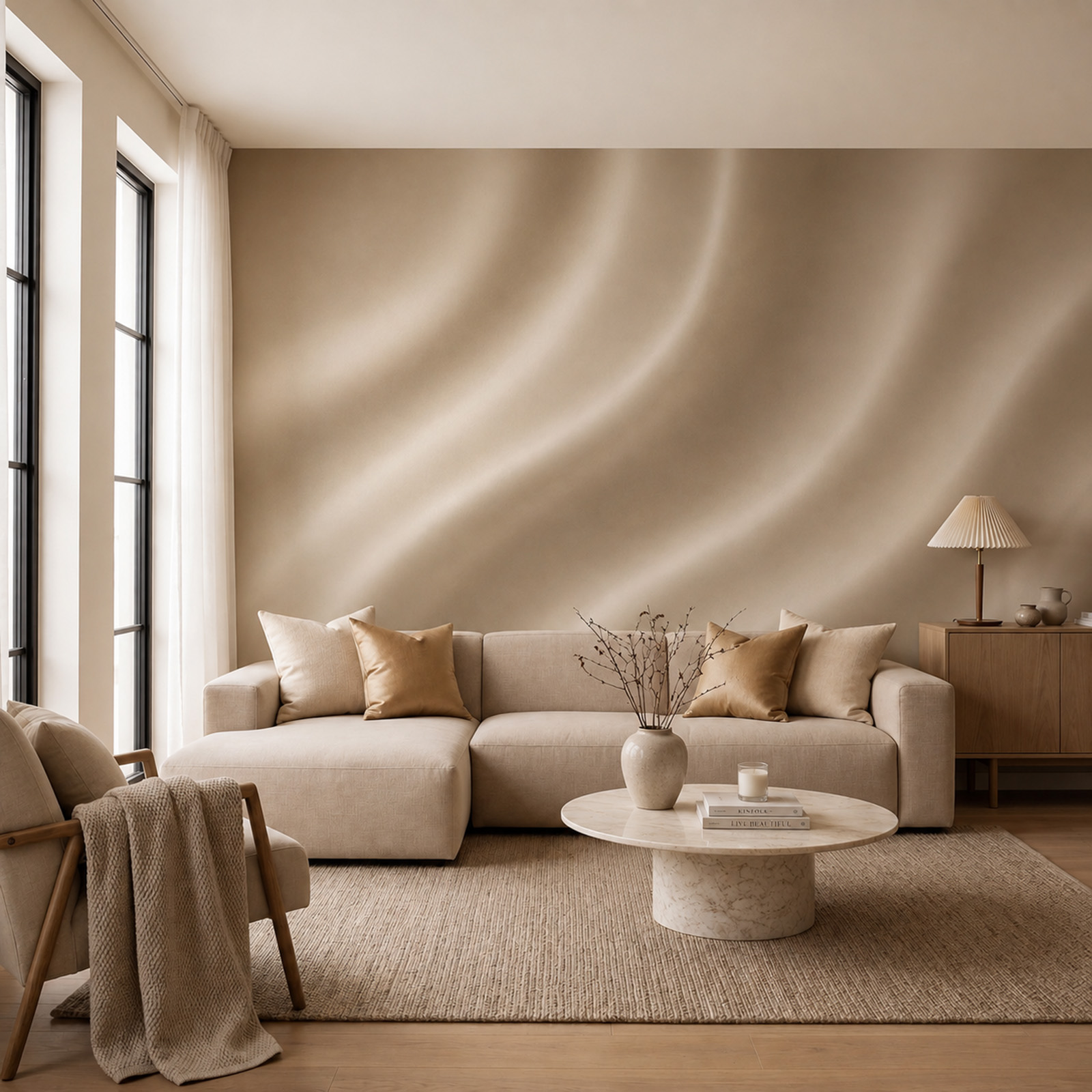 White fabric with wavy folds White fabric with wavy folds