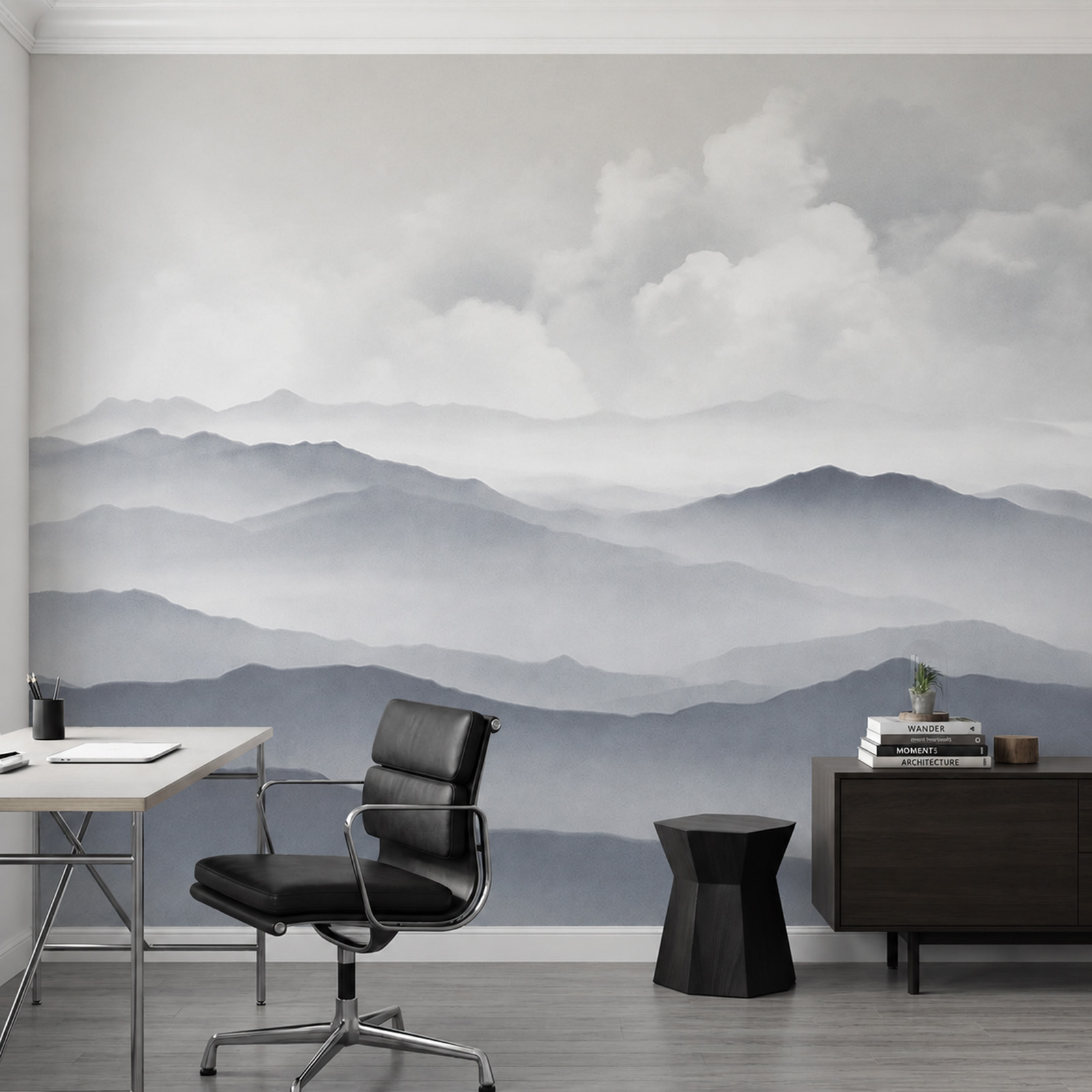 Foggy landscape of mountains