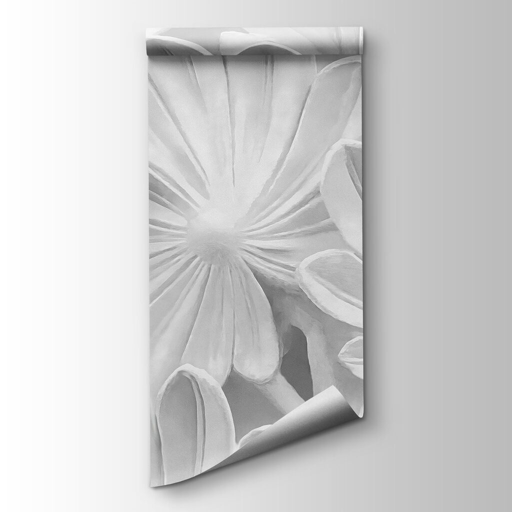 White wall with flowers and leaves