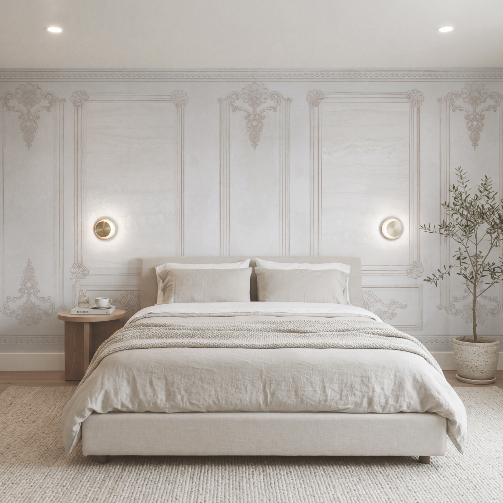 White wall with ornate designs White wall with ornate designs