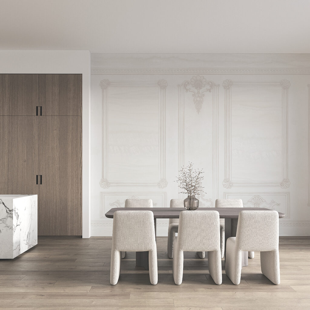 White wall with ornate designs White wall with ornate designs