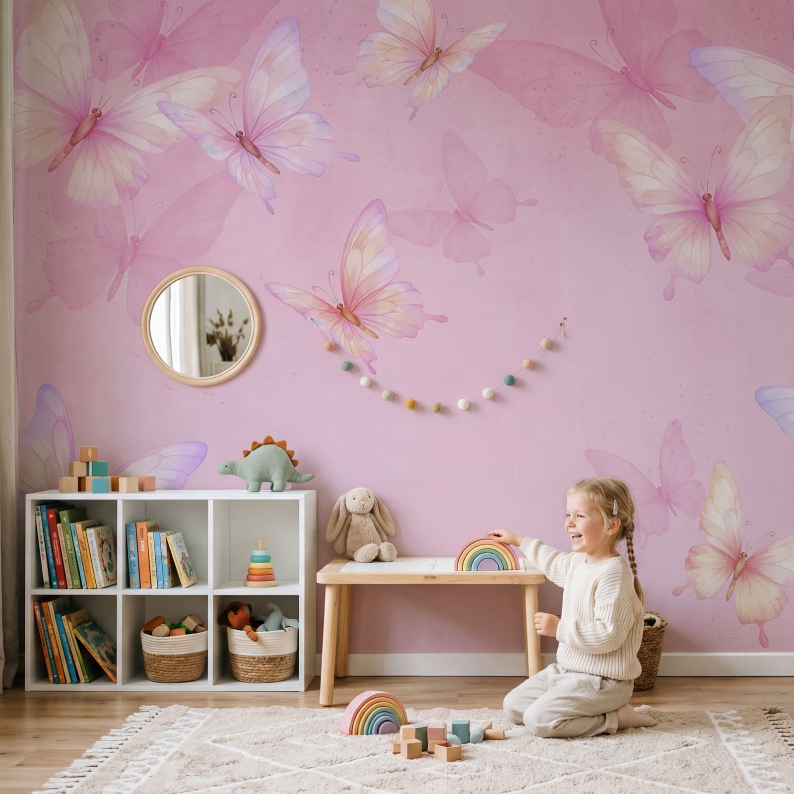 Pink background with butterflies Pink background with butterflies