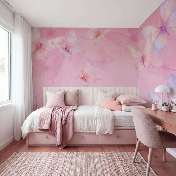Pink background with butterflies Pink background with butterflies