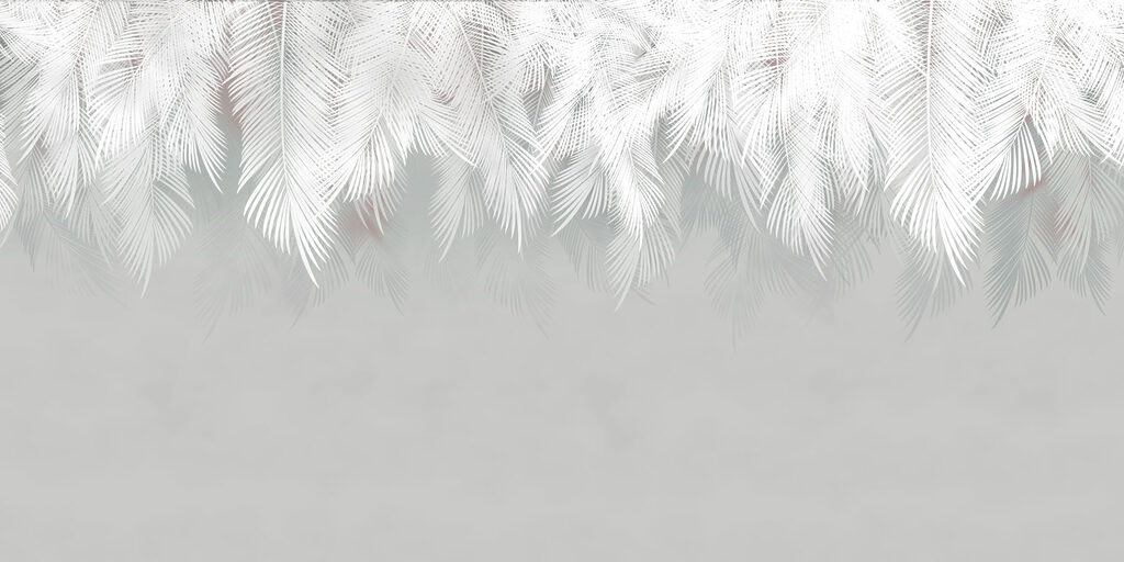 White feathered pattern on a gray background White feathered pattern on a gray background