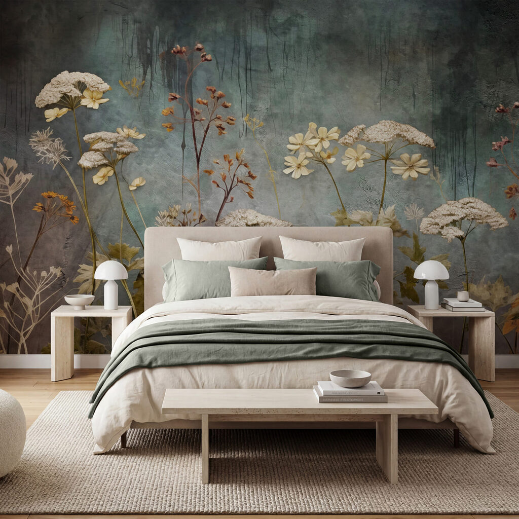 - Delicate blooms against a textured backdrop - Delicate blooms against a textured backdrop